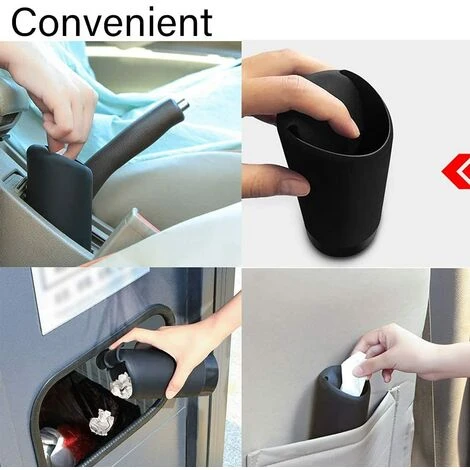 Betterlife Poubelle Avec Couvercle Pour Porte-gobelet De Voiture, Portable Et Lavable, En Silicone Pour La Cuisine Et Le Bureau, Pour La Poussière, Les Déchets, Les Reçus, Les Emballages De Gomme (noir) – Image 4