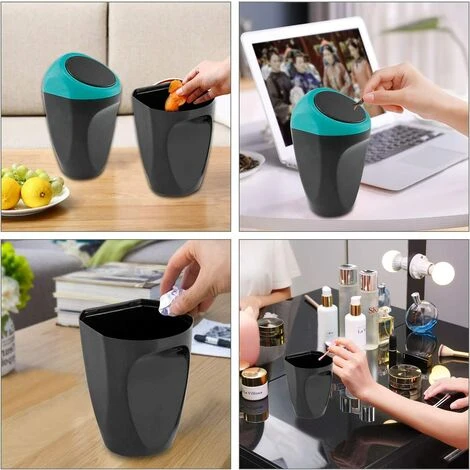 Betterlife Mini Poubelle De Voiture Peut En Plastique Des Déchets Poubelle 9*6*15CM Poubelle Conteneur De Stockage Pour L'intérieur De La Voiture/bureau/maison(Poubelle Blue-Mini) – Image 4