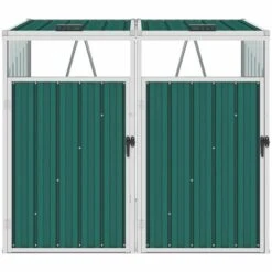 INLIFE Abri De Poubelle Double Vert 143x81x121 Cm Acier
