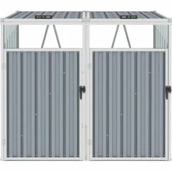 INLIFE Abri De Poubelle Double Gris 143x81x121 Cm Acier