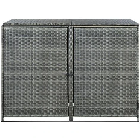 INLIFE Abri De Poubelle Double Résine Tressée Anthracite 148x77x111cm