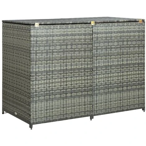 INLIFE Abri De Poubelle Double Résine Tressée Anthracite 148x77x111cm – Image 2