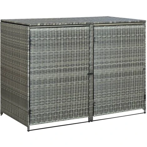 INLIFE Abri De Poubelle Double Résine Tressée Anthracite 148x77x111cm – Image 3
