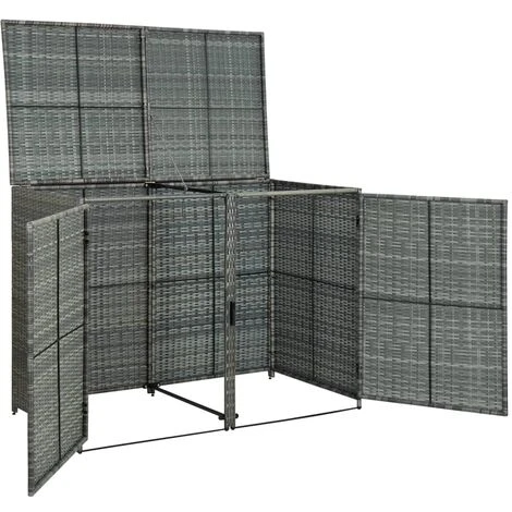 INLIFE Abri De Poubelle Double Résine Tressée Anthracite 148x77x111cm – Image 5