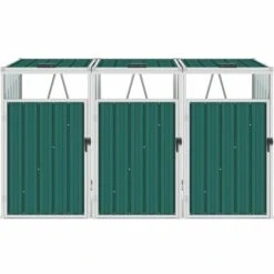 INLIFE Abri De Poubelle Triple Vert 213x81x121 Cm Acier