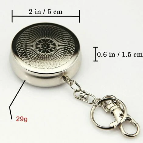MONLY 2pc Portatif Poche Cendrier/ Véhicule Cigarette Cendrier, Mini Acier Inoxydable Cendrier Avec Porte-clés (Sculpté Modèle) – Image 2