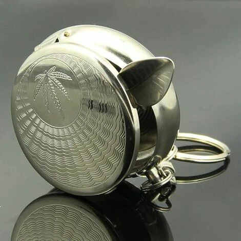 MONLY 2pc Portatif Poche Cendrier/ Véhicule Cigarette Cendrier, Mini Acier Inoxydable Cendrier Avec Porte-clés (Sculpté Modèle) – Image 3