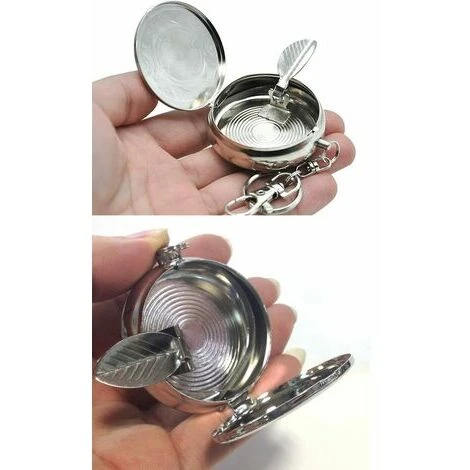 MONLY 2pc Portatif Poche Cendrier/ Véhicule Cigarette Cendrier, Mini Acier Inoxydable Cendrier Avec Porte-clés (Sculpté Modèle) – Image 5