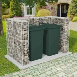 VidaXL Cadre De Gabion De Poubelle Double Acier 180x100x120 Cm - Argent