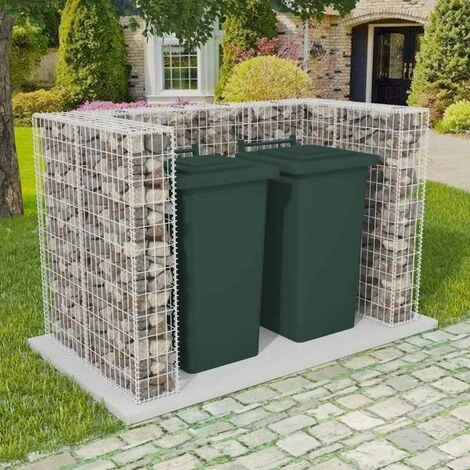 VidaXL Cadre De Gabion De Poubelle Double Acier 180x100x120 Cm - Argent