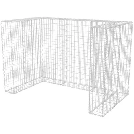VidaXL Cadre De Gabion De Poubelle Double Acier 180x100x120 Cm - Argent – Image 2