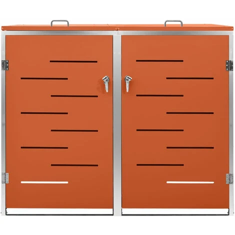 ASUPERMALL Abri Pour Deux Poubelles 138x77,5x115,5 Cm Inox – Image 3