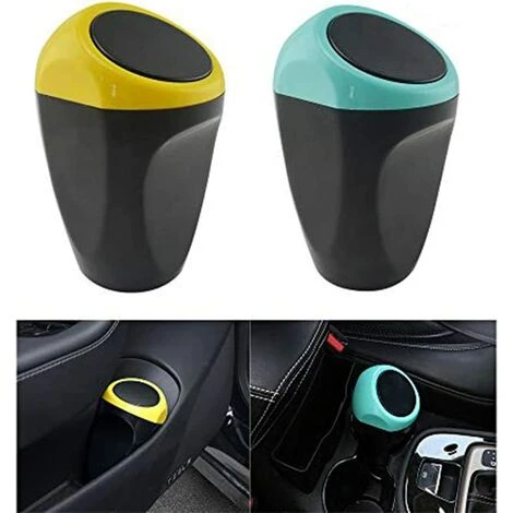 AOUGO 2 Pièces Auto Voiture Poubelle Poubelle Mini Poubelle Poubelle Stockage Des Déchets Pour Voiture Bureau à Domicile Bureau(Jaune, Bleu)