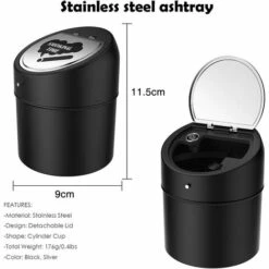 HEGUYEY Cendrier En Acier Inoxydable Avec Couvercle, Cendrier Portable Coupe-Vent Grande Capacité