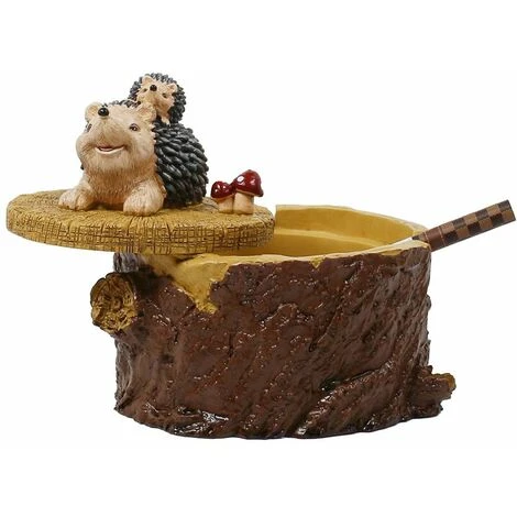 ENLENK Cendrier Cigarettes Avec Couvercle Mignon Vivid Forest Animal Cendrier Support Pour Intérieur Et Extérieur-Hérisson