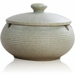 ENLENK Cendrier En Céramique Avec Couvercle, Cendrier Coupe-vent Intérieur Et Extérieur
