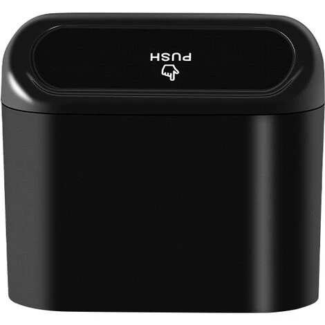 FONTAINEBLEAU Petite Poubelle De Voiture, Poubelle De Voiture Avec Couvercle, Poubelle De Voiture Étanche, Boîte De Rangement De Voiture Suspendue Portable, Pour Bureau De Voiture (Noir) Fonepro