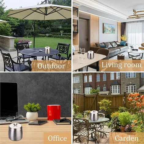 STARLIGHT Cendrier En Acier Inox Avec Couvercles, SL.GT Cendrier Coupe-Vent Table Moderne Portable â Image 5