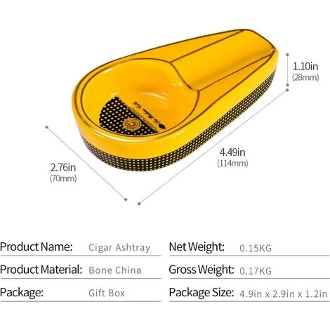 PERLE RARE Cendrier Céramique Exquis Pour Le Bureau à Domicile (Jaune) – Image 5