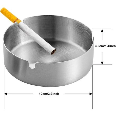 PERLE RARE Lot De 4 Cendriers En Acier Inoxydable 10 Cm De Diamètre Protection Contre Le Vent Moderne Plateau Cendrier Base Pour Intérieur Et Extérieur – Image 3