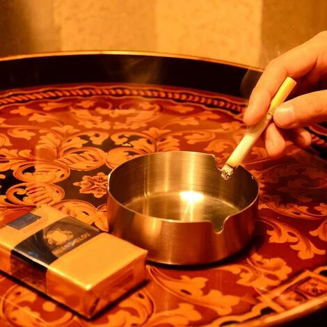 PERLE RARE Lot De 4 Cendriers En Acier Inoxydable 10 Cm De Diamètre Protection Contre Le Vent Moderne Plateau Cendrier Base Pour Intérieur Et Extérieur – Image 4