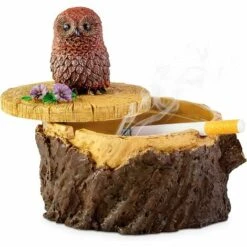 PERLE RARE Endrier Cigarettes Avec Couvercle Mignon Vivid Forest Animal Cendrier Support Pour Intérieur Et Extérieur-Hibou