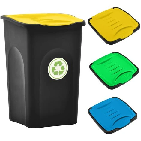 NOVA Panier De Déchets Avec Couvercle Oscillant 50 L Couleurs écologiques Répertoriées Couleur : Noir Et Jaune – Image 2