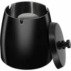 REGALI Cendrier Extérieur Noir Cendrier Extérieur Noir En Métal Incassable Avec Couvercle Déodorant, Grand