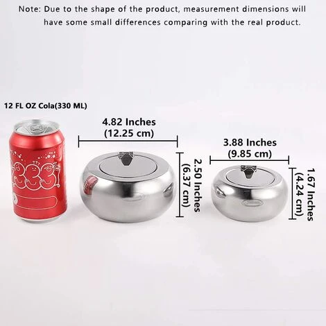 REGALI Cendrier De Table Moderne En Acier Inoxydable Avec Couvercle Pour Utilisation Intérieure Ou Extérieure, Parfait Pour La Maison Ou Le Bureau – Image 2