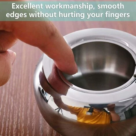 REGALI Cendrier De Table Moderne En Acier Inoxydable Avec Couvercle Pour Utilisation Intérieure Ou Extérieure, Parfait Pour La Maison Ou Le Bureau – Image 5