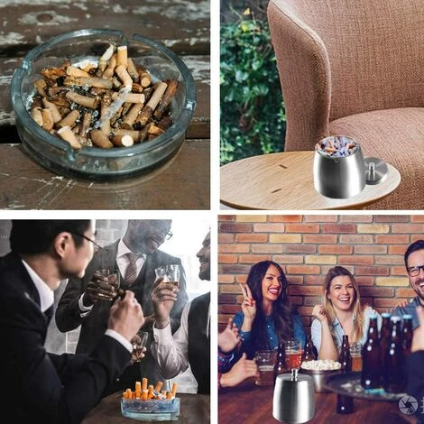 REGALI Grand Cendrier Cendrier Extérieur Cendrier Déodorant Cendrier Fermé Cendrier Extérieur Base Argent – Image 4