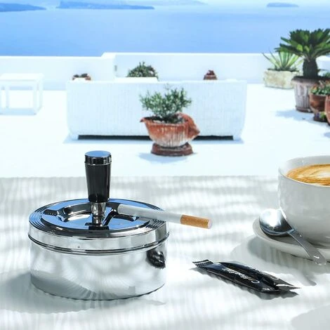 REGALI Cendrier Métallique Rotatif Intérieur Et Extérieur - Cendrier Rotatif Fermé - Cendrier à Vent (1 - Cendrier Rotatif) â Image 2