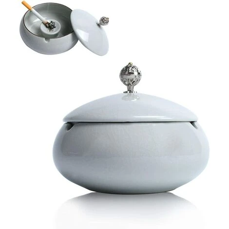 BEARSU Cendrier Céramique Avec Couvercle,Cigarettes Cendrier,Cendrier Coupe-vent, Cendrier Pour Extérieur,Intérieur, Balcon,Jardin,Bureau