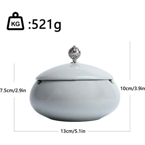 BEARSU Cendrier Céramique Avec Couvercle,Cigarettes Cendrier,Cendrier Coupe-vent, Cendrier Pour Extérieur,Intérieur, Balcon,Jardin,Bureau â Image 3