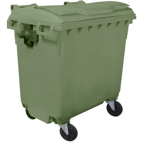 PLASTIK GOGIC LOT DE 5 BACS ROULANT 4 ROUES PREMIUM 770L-Vert-137cm - Vert