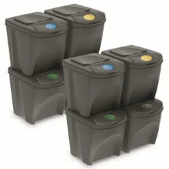 WELLHOME 2 Unités De 4 Cubes De Recyclage 100l Prosperplast Sortibox De Plastique Gris