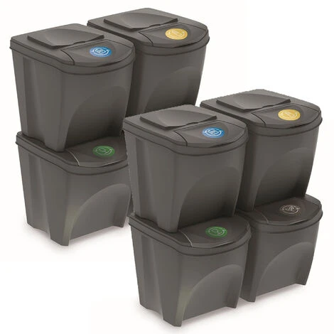 WELLHOME 2 Unités De 4 Cubes De Recyclage 100l Prosperplast Sortibox De Plastique Gris