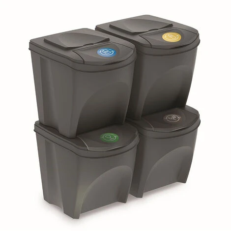 WELLHOME 2 Unités De 4 Cubes De Recyclage 100l Prosperplast Sortibox De Plastique Gris – Image 2