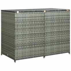 FIMEI Abri De Poubelle Double Résine Tressée Anthracite 148x77x111cm