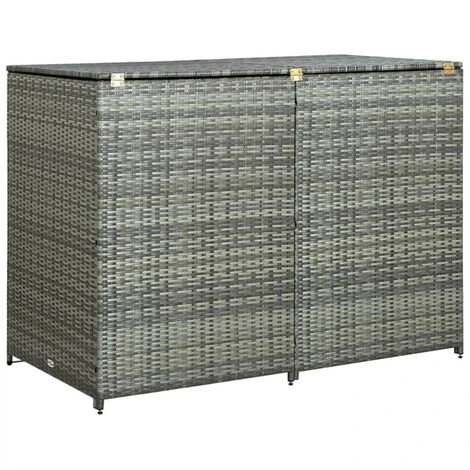 FIMEI Abri De Poubelle Double Résine Tressée Anthracite 148x77x111cm