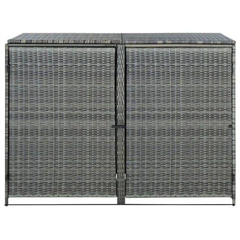 FIMEI Abri De Poubelle Double Résine Tressée Anthracite 148x77x111cm – Image 2