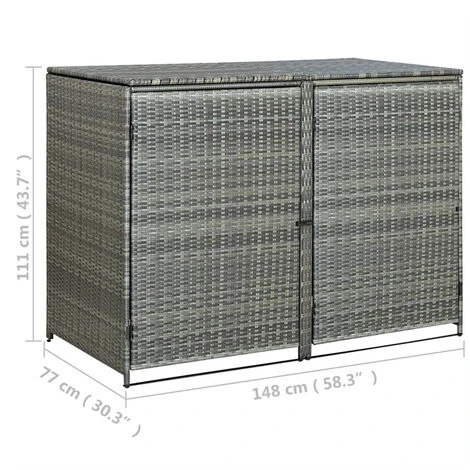 FIMEI Abri De Poubelle Double Résine Tressée Anthracite 148x77x111cm – Image 5