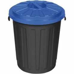 KEEEPER Supermax-Bin Avec Couvercle Avec Fermeture Filetée, Ø 50 X 55 Cm, Bleu, 50 L, Collection Mats