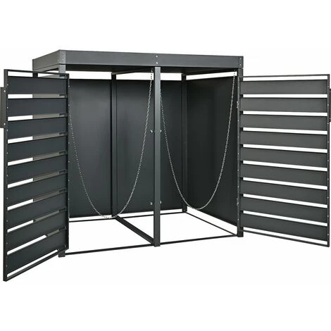 HABITAT ET JARDIN Cache Poubelle Double Avec Bac à Fleurs "Colorado" - 132 X 79.7 X 119.7 Cm - Anthracite – Image 3