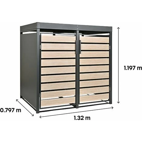 HABITAT ET JARDIN Cache Poubelle Double Avec Bac à Fleurs "Colorado" - 132 X 79.7 X 119.7 Cm - Anthracite – Image 4