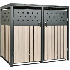 HABITAT ET JARDIN Cache Poubelle Double "Idaho" - 131.3 X 80 X 116.5 Cm - Anthracite