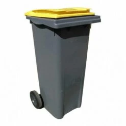 AUTRES Conteneur Poubelle 2 Roues Gris Jaune 120 Litres - 960 X 550 X 480