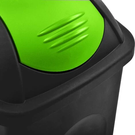 SUPERMARKET Poubelle Avec Couvercle Pivotant 60 L Noir Et Vert – Image 5