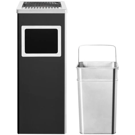 SUPERMARKET Poubelle à Cendrier D'hôtel 36 L Acier Noir – Image 2
