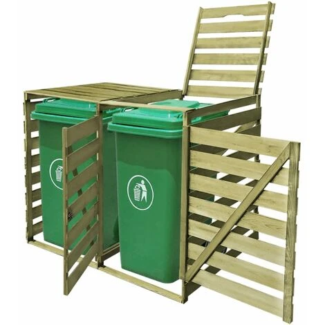 SUPERMARKET Abri Pour Poubelle Double 240 L Bois Imprégné – Image 3